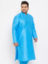 Men's Plus Size Aqua Blue Silk Blend Kurta